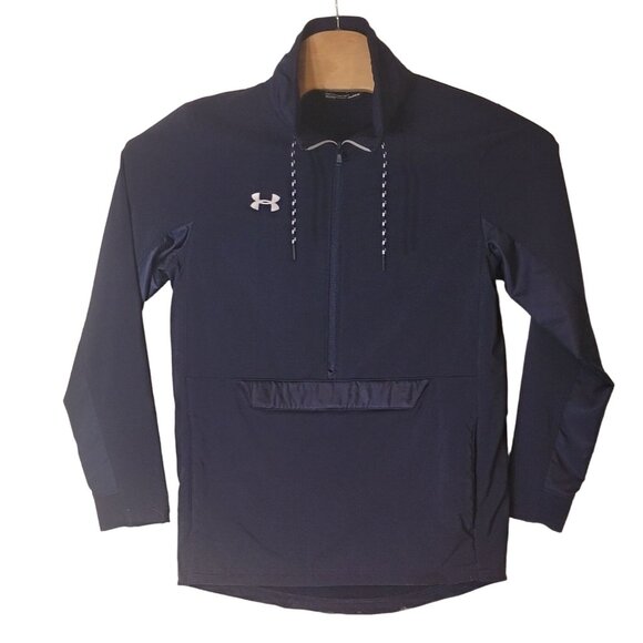 Under Armour 1/2 Zip Lined Pull Over‎ Jacket Windbreaker Navy Blue - Picture 1 of 6